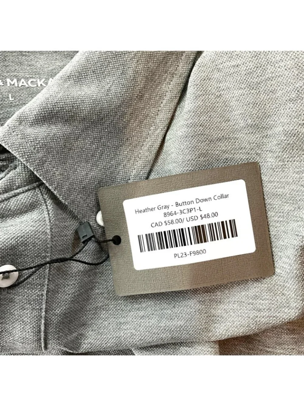 NWT Spier & Mackay Polo Shirt Mens Large Gray Short Sleeve Button Down Collar